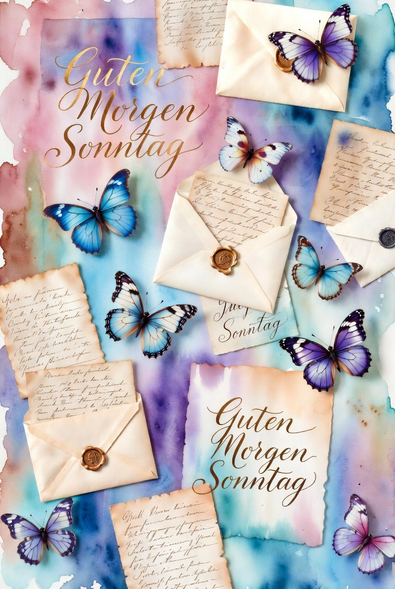 Pastell Schmetterlinge und Liebesbriefe Guten Morgen Sonntag Bilder