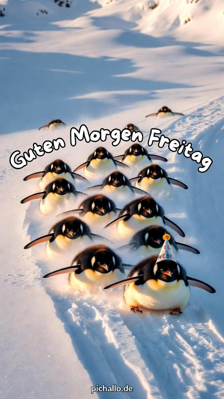 Pinguine beim Bauchrutschen-Party