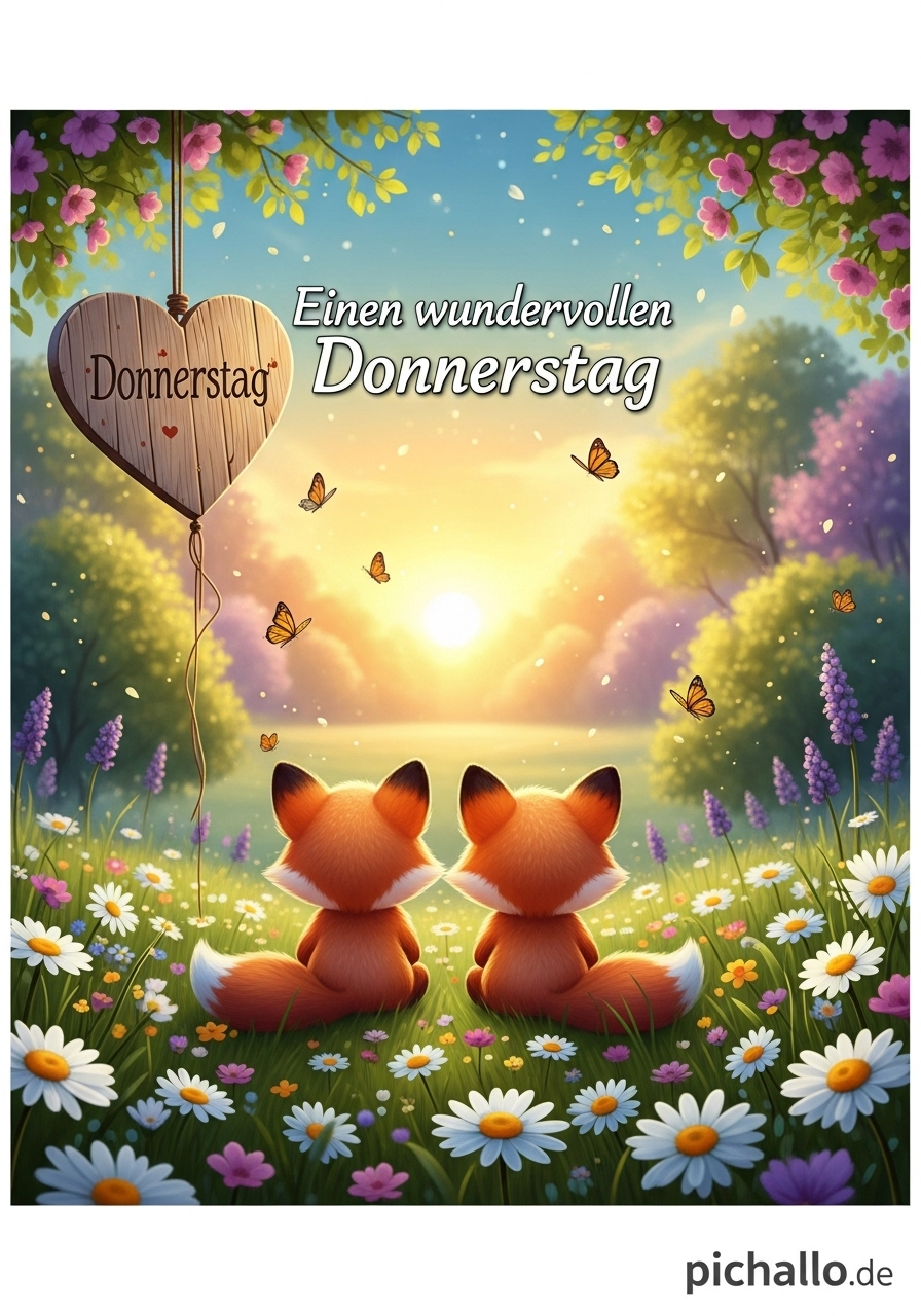 Romantische Frühlingswiese Bilder mit Füchsen