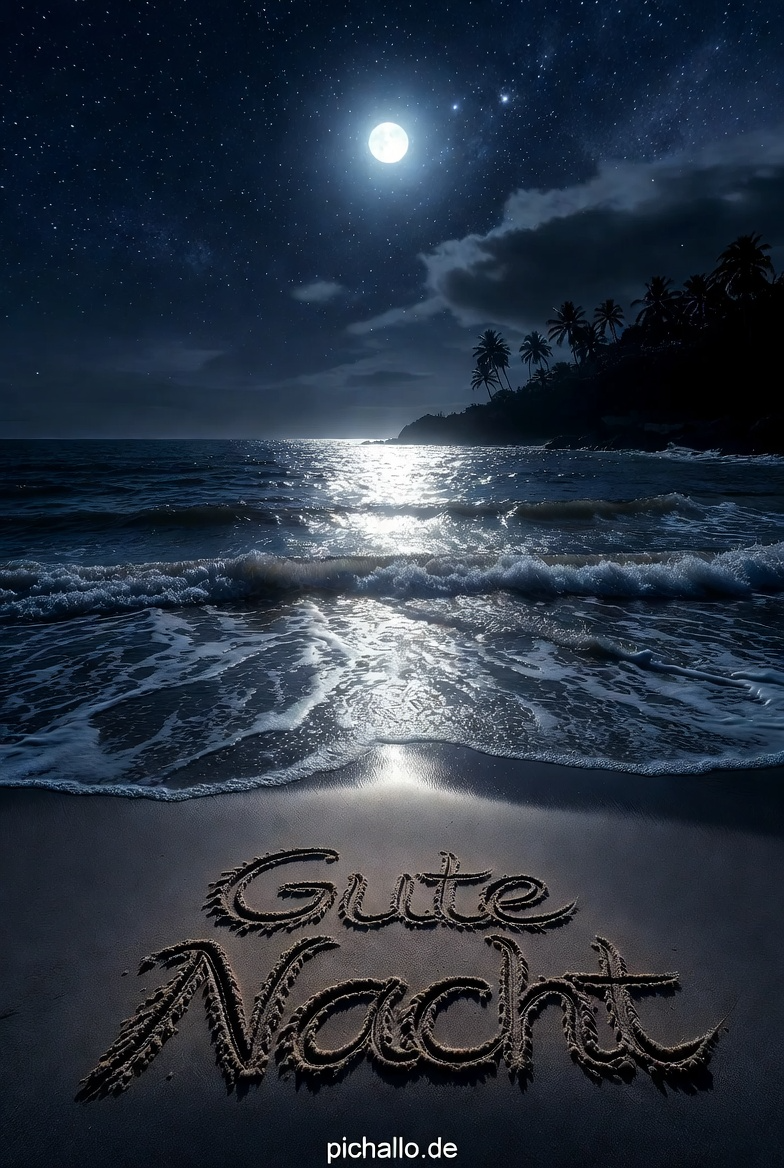 Romantische Gute Nacht Bilder am Strand