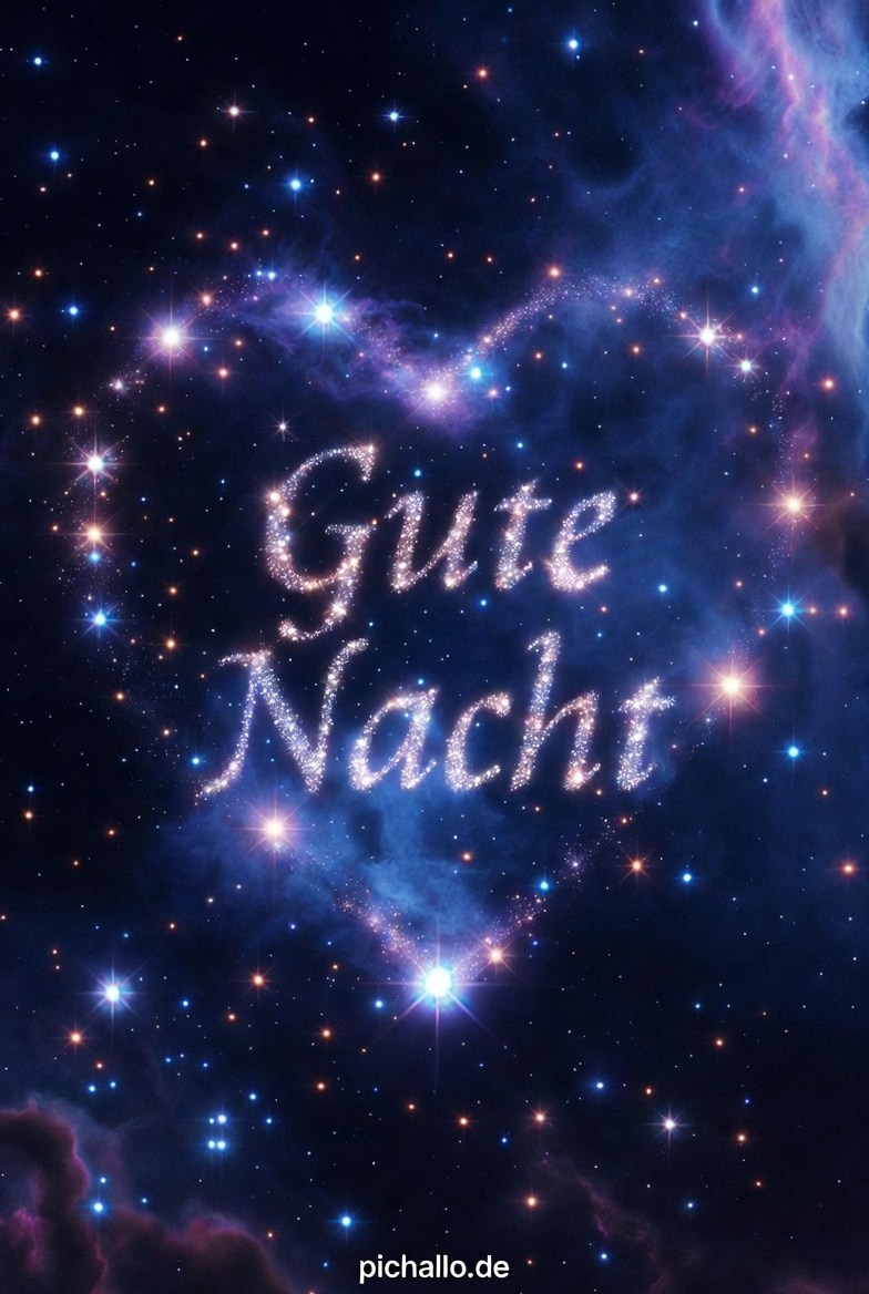Romantische Gute Nacht Bilder mit Herz-Sternbild