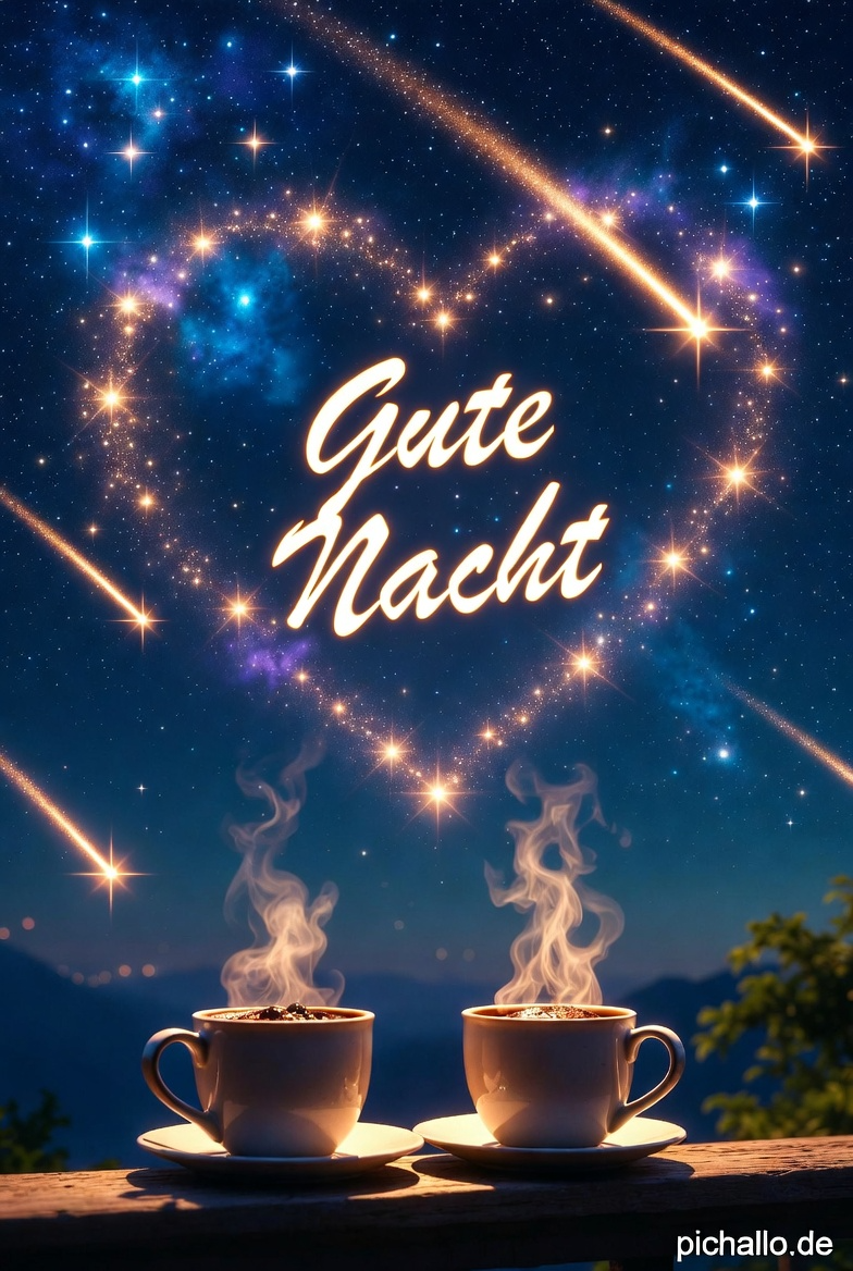 Romantische Gute Nacht Bilder mit heißer Schokolade