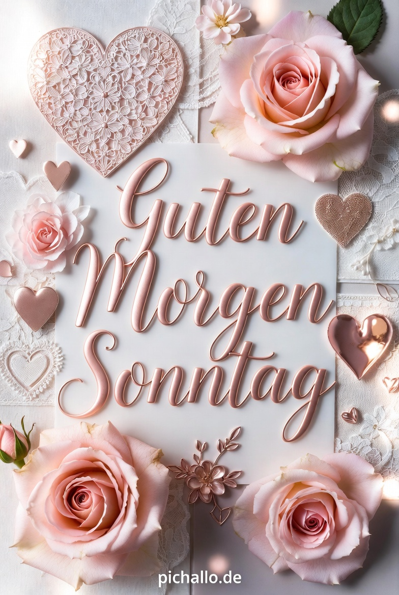 Romantische Rosen und Spitze Guten Morgen Sonntag Bilder