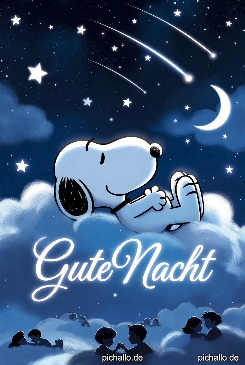 Romantische Snoopy Kuss von der Wolke Gute Nacht Bilder