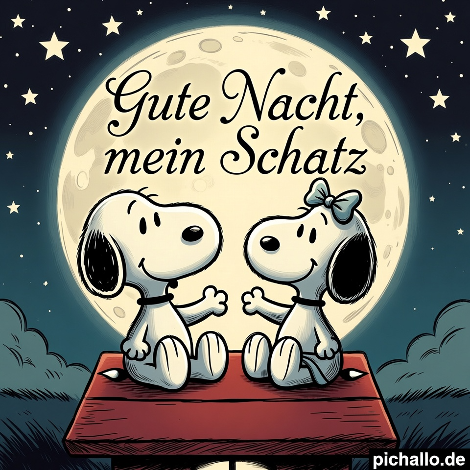 Romantische Snoopy Paar Bilder bei Mondschein