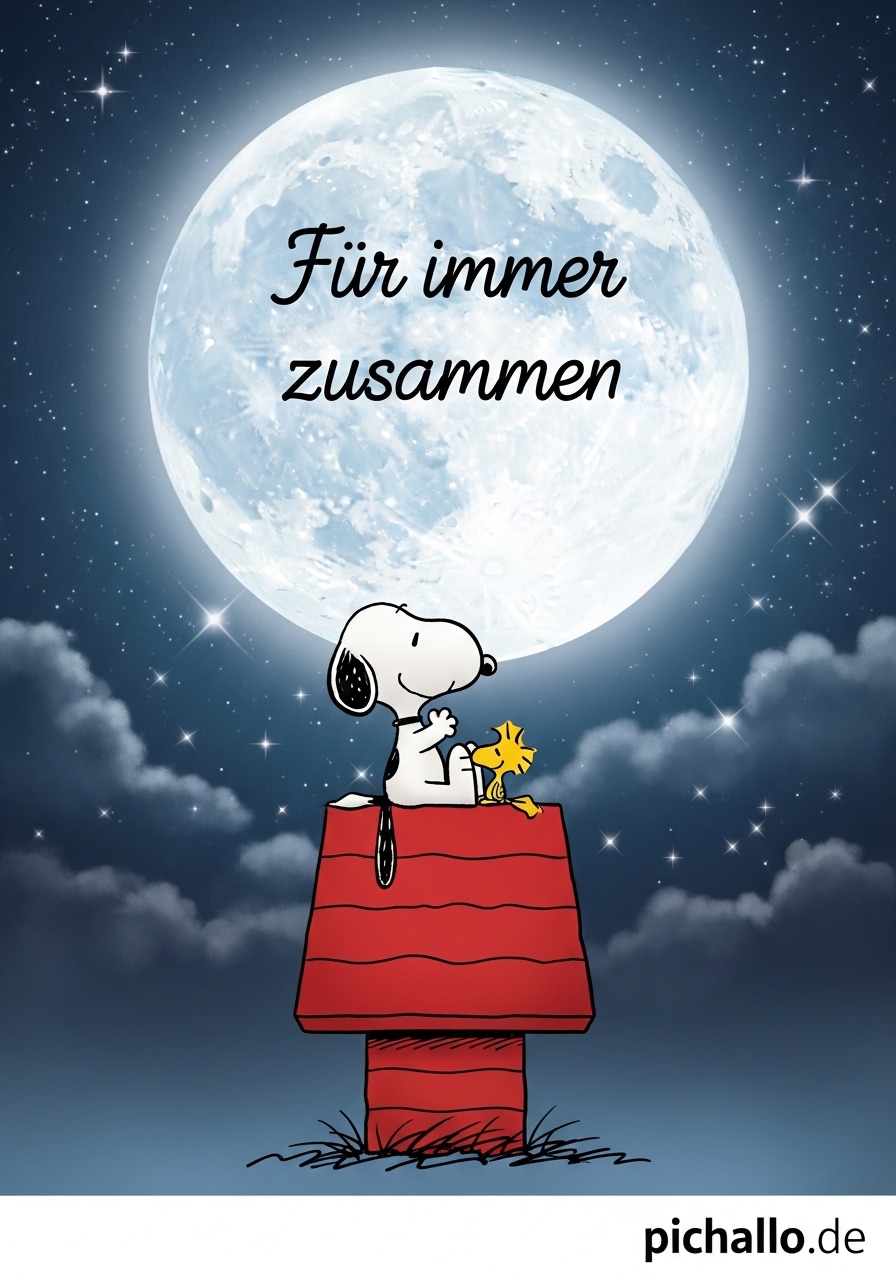 Romantische Snoopy Vollmond Bilder bei Nacht