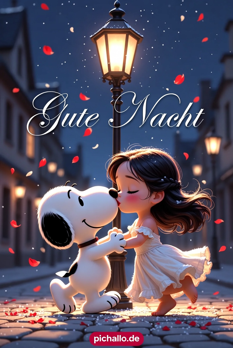 Romantische Snoopy und Belle Tanz Kuss Gute Nacht Bilder