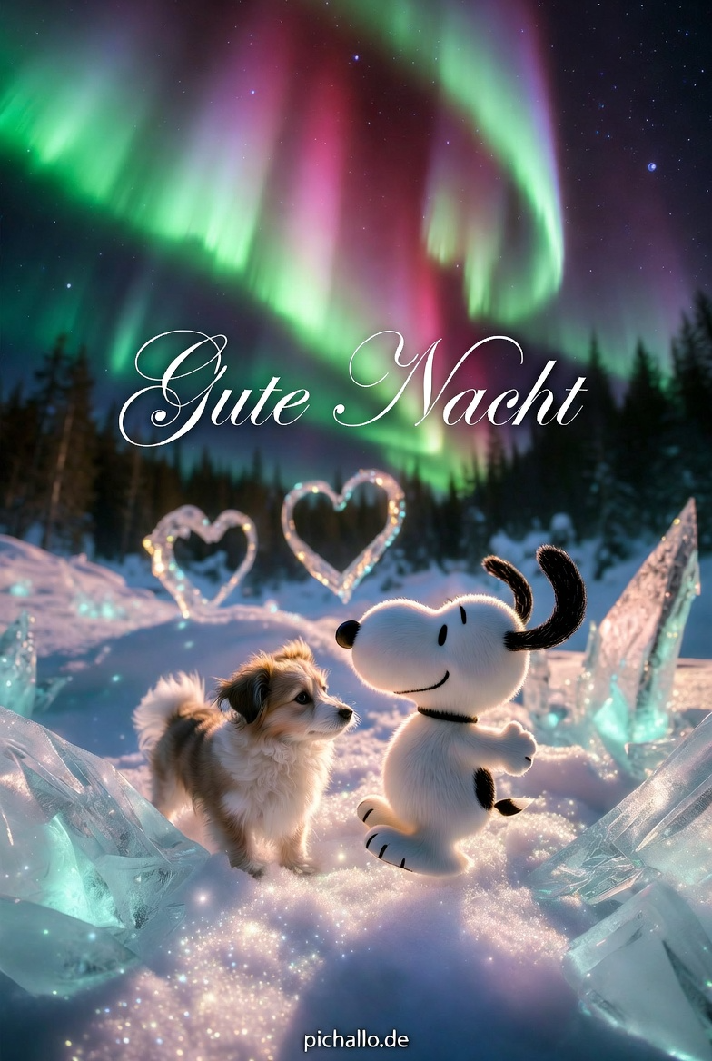 Romantische Snoopy und Hund Tanz Gute Nacht Bilder