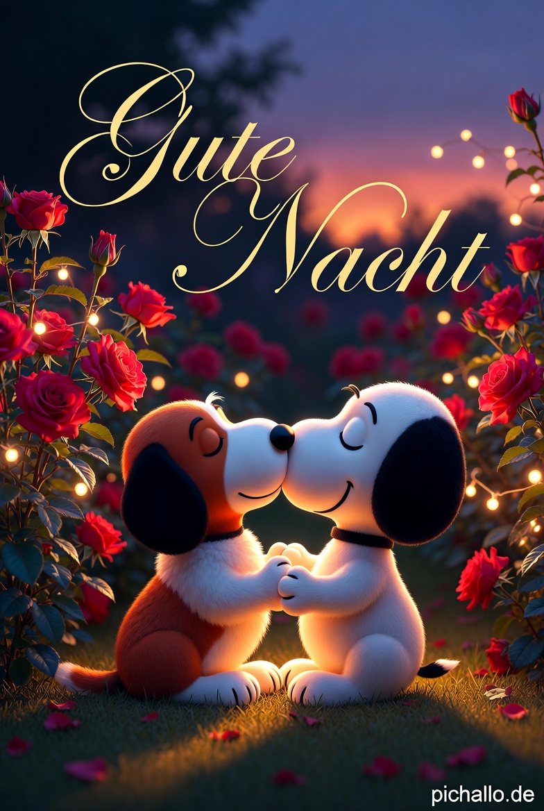 Romantische Snoopy und Weiblicher Beagle Kuss Gute Nacht Bilder