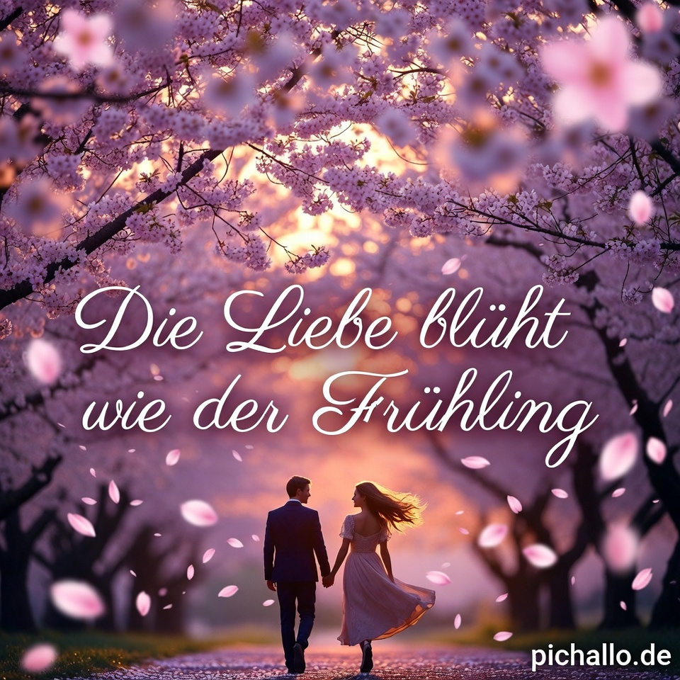 Romantischer Kirschblütentunnel für Paare