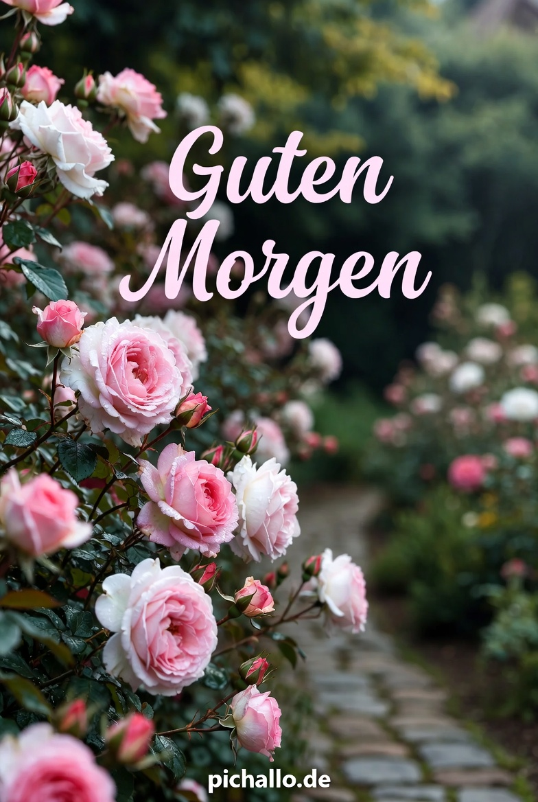Romantischer Rosen Gartenweg Bilder
