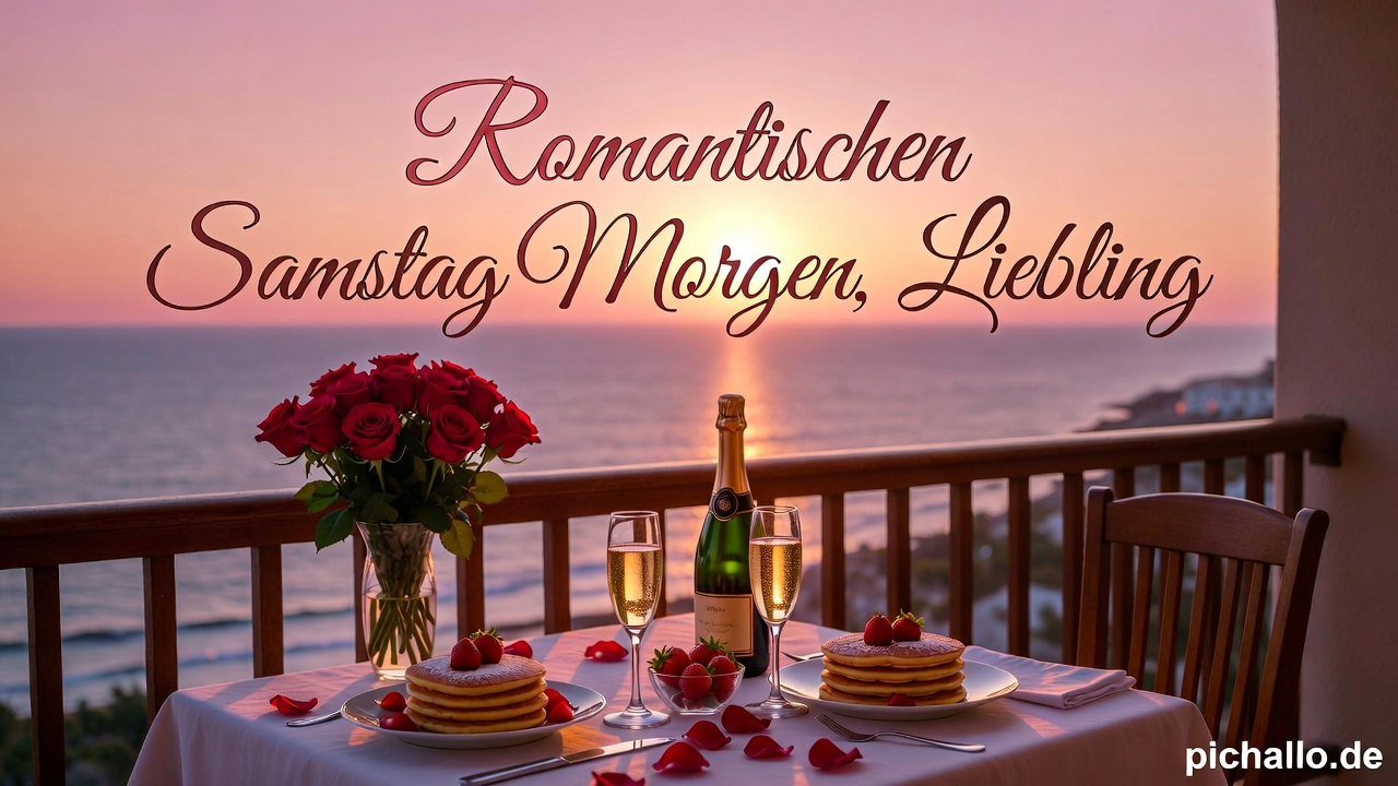 Romantisches Frühstück auf dem Balkon mit Meerblick Samstag Morgen