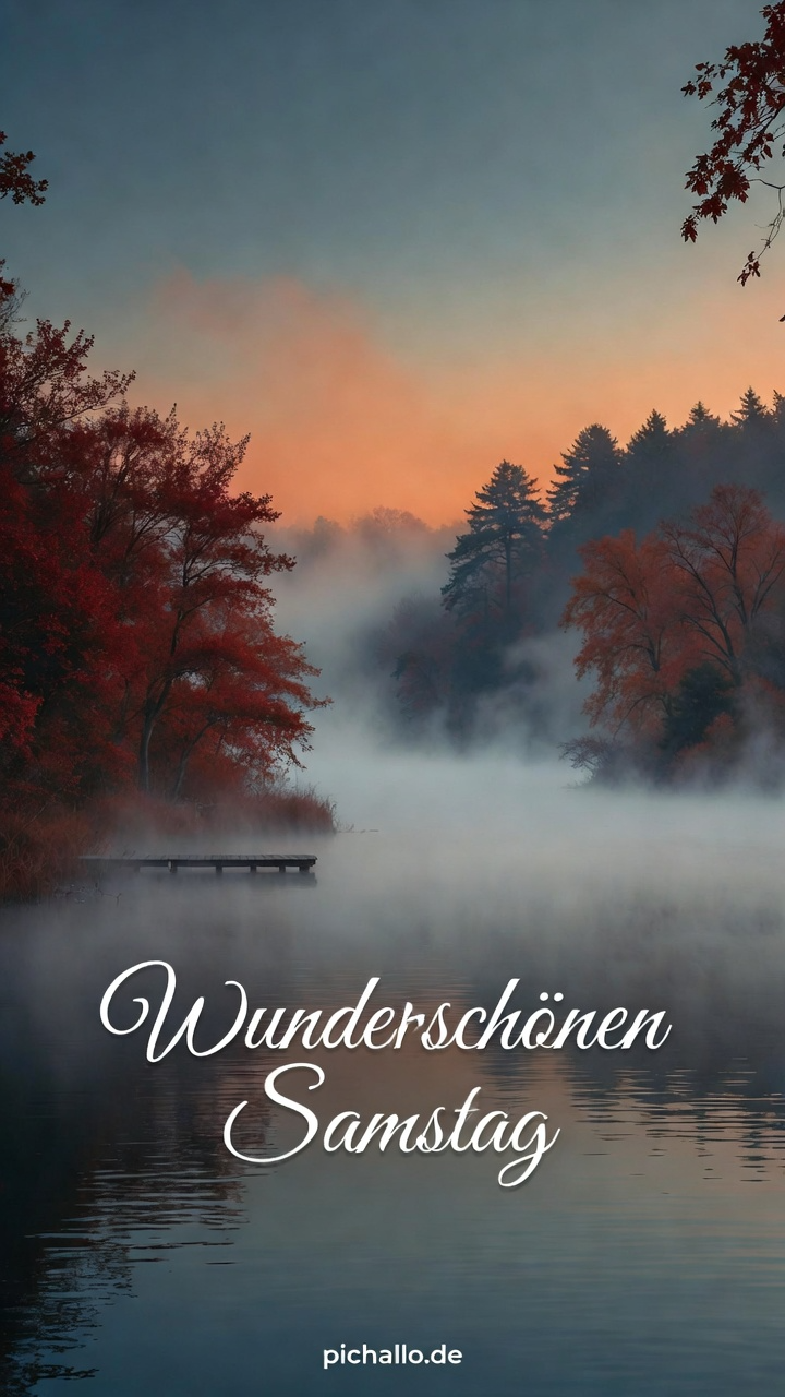 Ruhiger See bei Morgennebel Samstag Morgen
