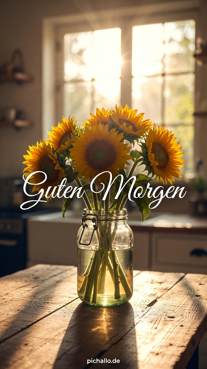 Rustikales Sonnenblumen Glas Bilder