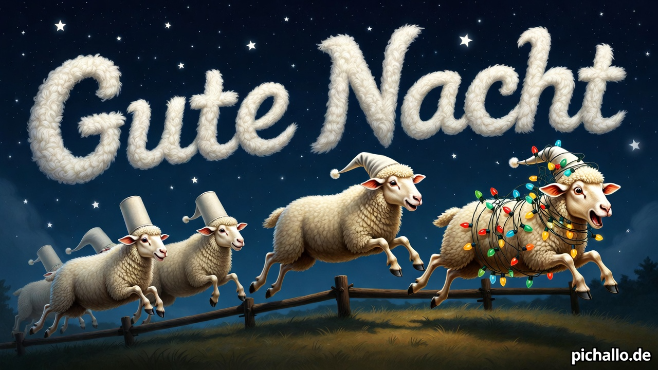 Schafe im Sprung Gute Nacht Bilder