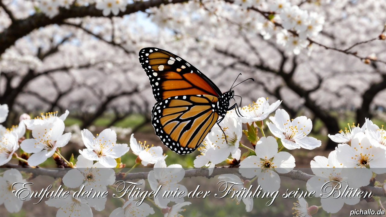 Schmetterling auf Kirschblüte