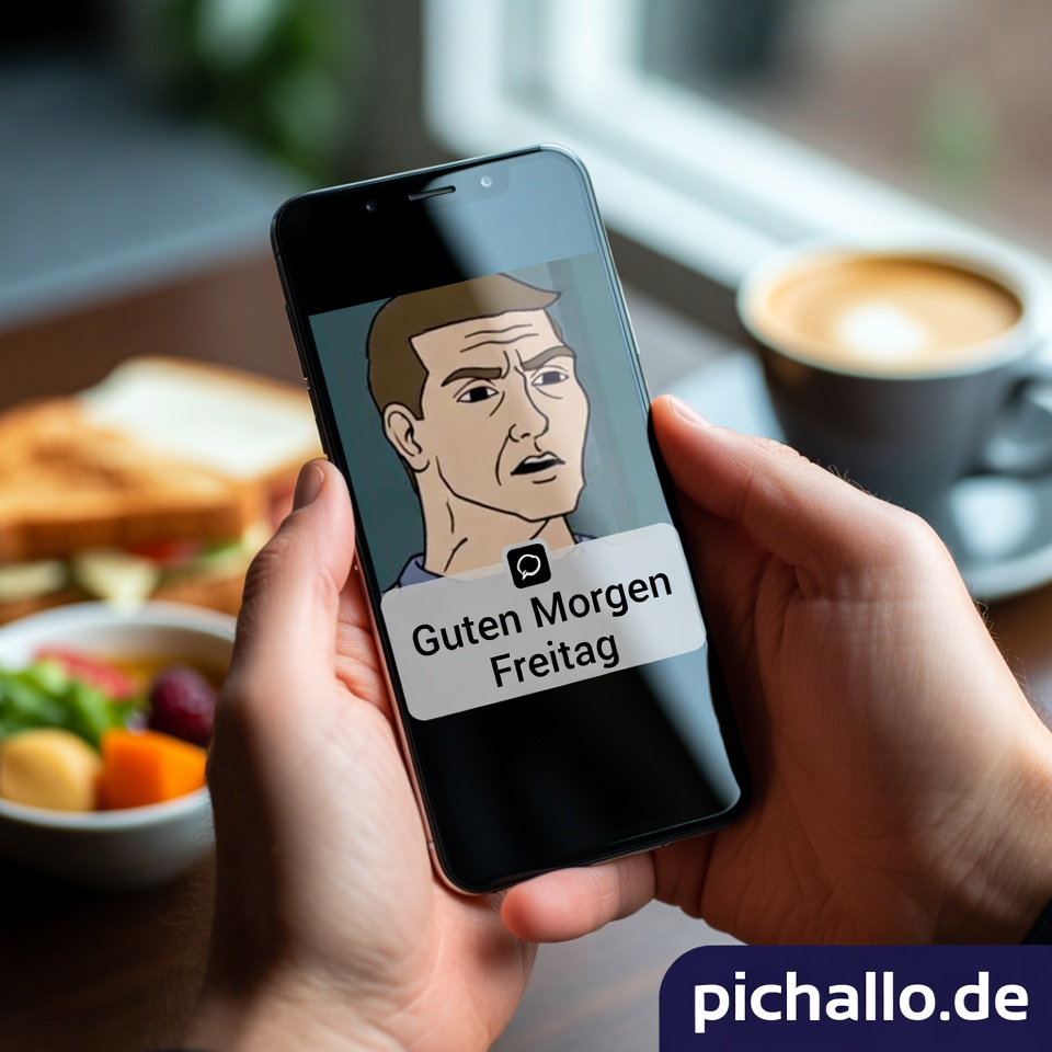 Smartphone mit lustigem Freitags-Meme