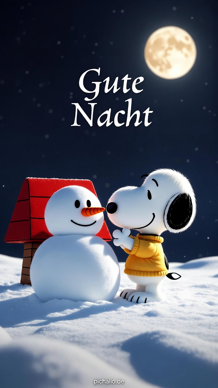 Snoopy Perfekten Schneemann Bauen Gute Nacht Bilder
