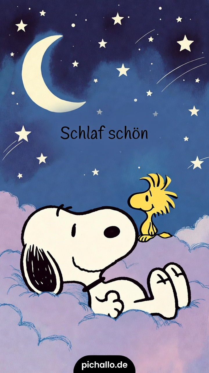Snoopy Wolken Bilder mit Mond und Sternen