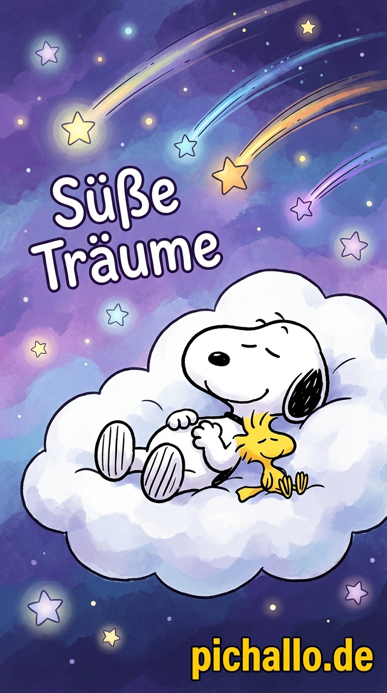 Snoopy Wolken Bilder mit Sternschnuppen