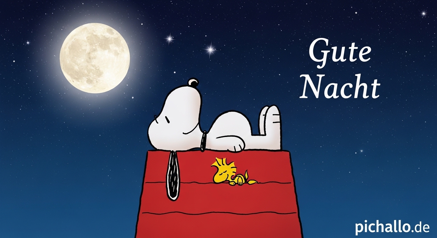 Snoopy auf der Hundehütte unter Sternen Bilder