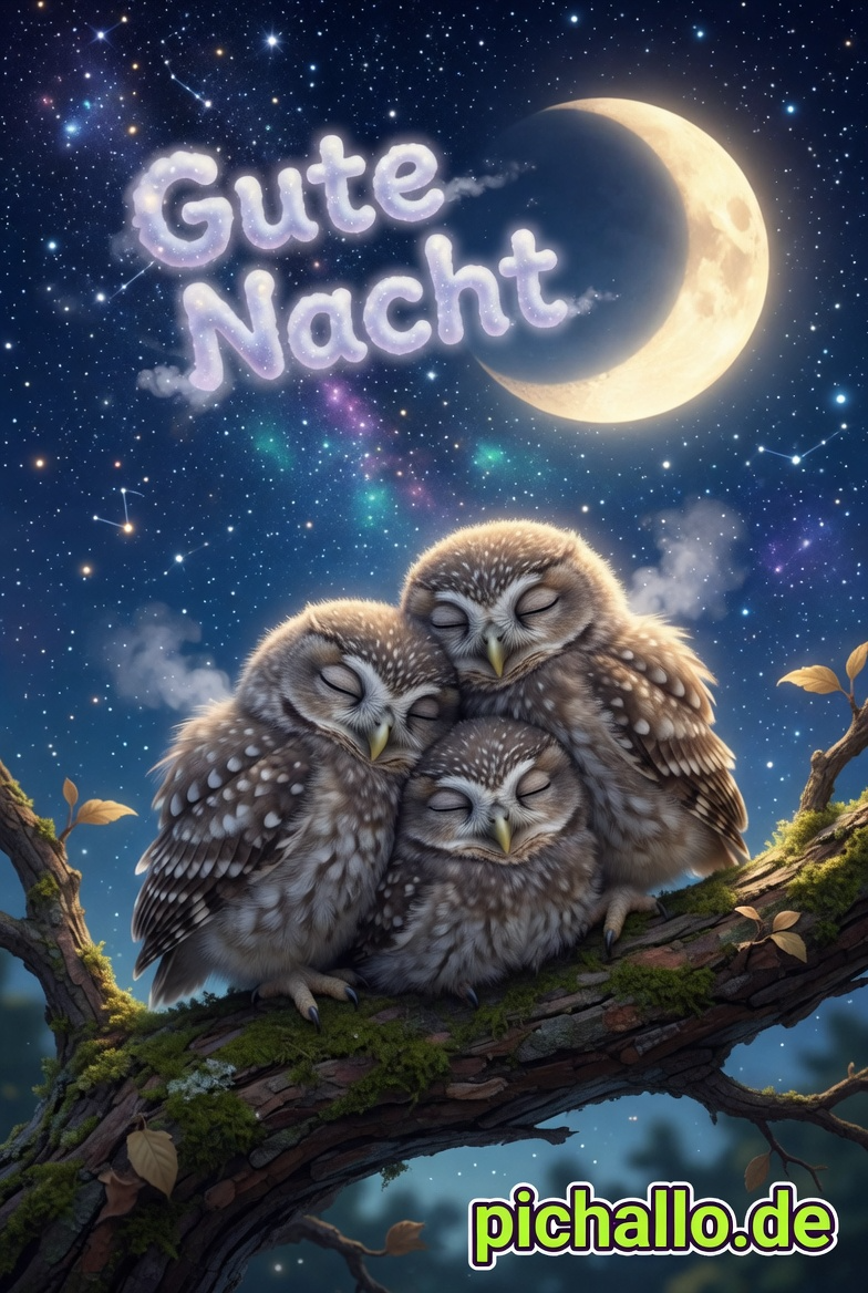 Süße Babyeulen Nest Gute Nacht Bilder