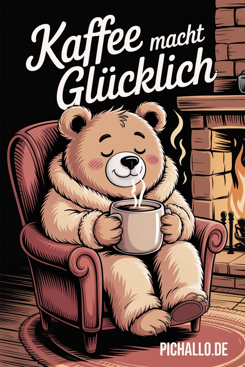 Süße Bären Kaffee Bilder am Morgen