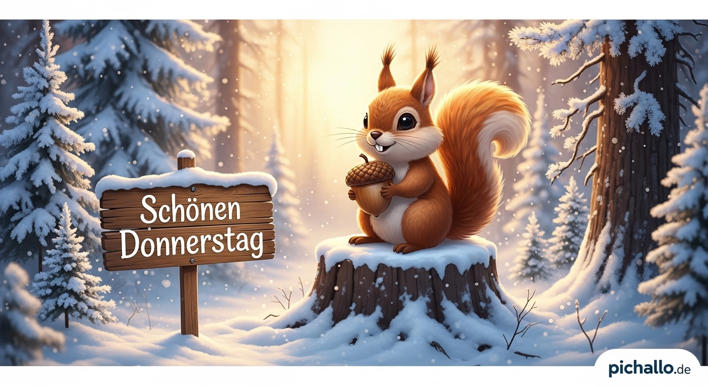 Süße Eichhörnchen Winter Bilder mit Morgensonne