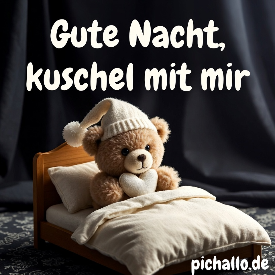 Süße Gute Nacht Bilder mit Kuscheltieren Teddybär