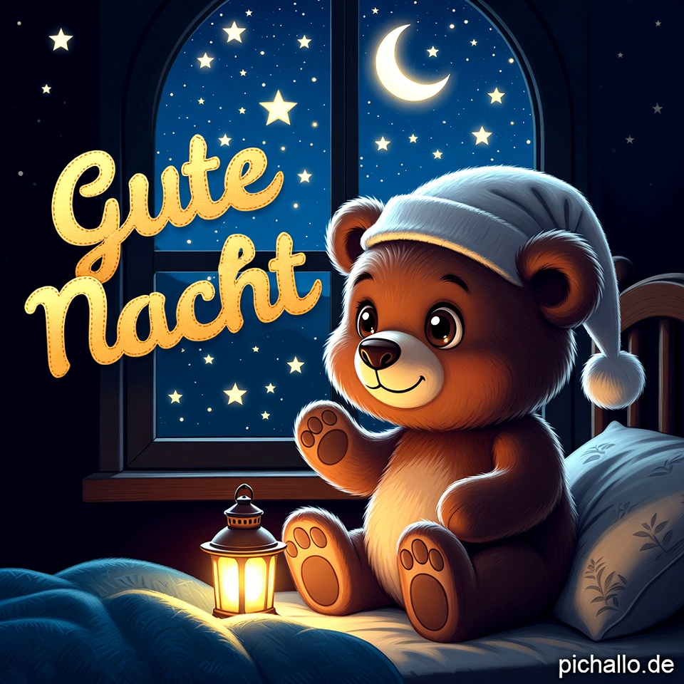 Süße Gute Nacht Bilder mit Teddybär