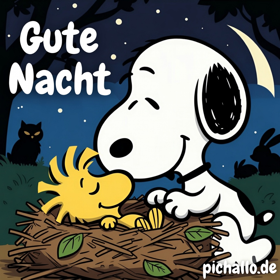 Süße Snoopy Gute Nacht Kuss für Woodstock Bilder