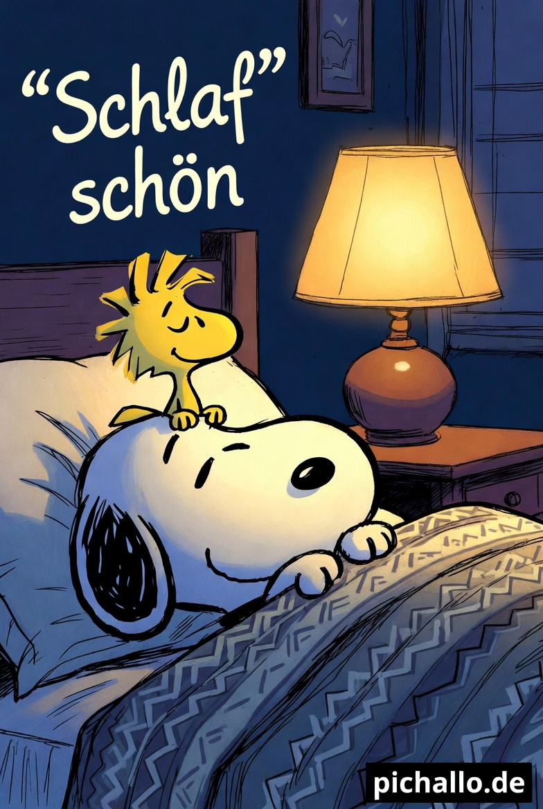 Süße Snoopy Schlaf Bilder mit kleinem Woodstock