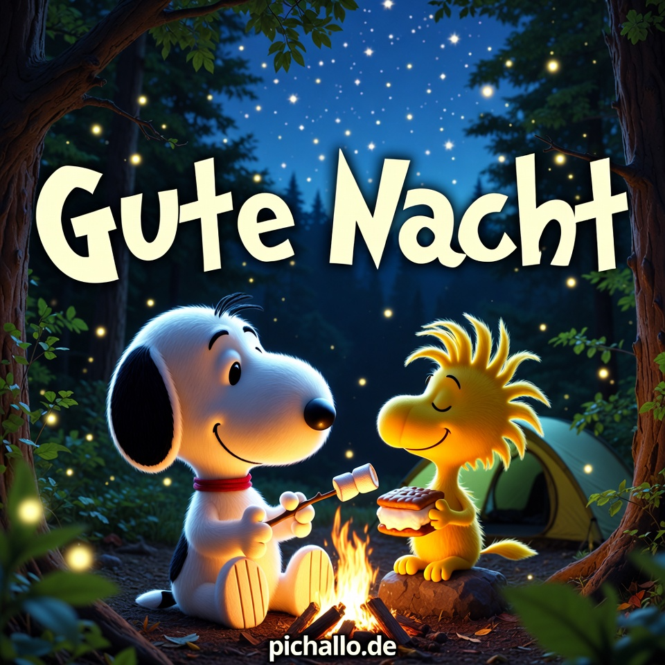 Süße Snoopy und Woodstock Camping Kuss Bilder