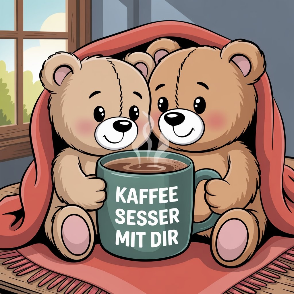 Süße Teddybär Paar Kaffee Bilder