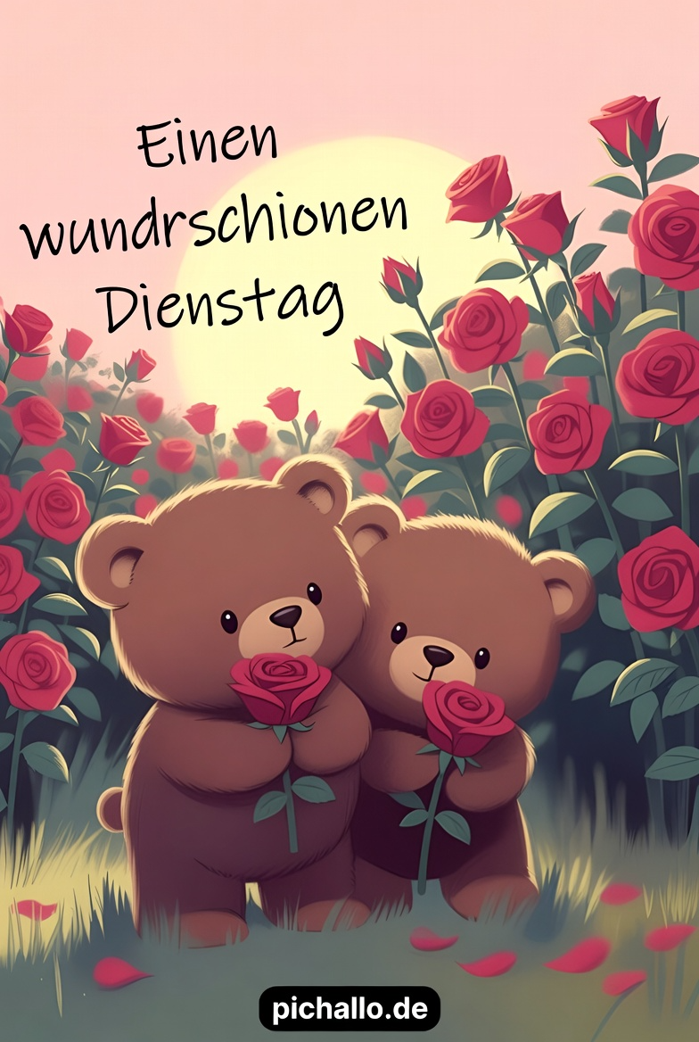 Süße Teddybär Rosen Bilder am Morgen