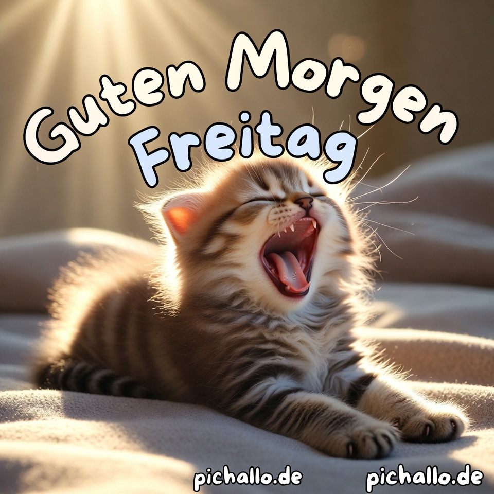 Süßes Kätzchen beim Strecken im Morgenlicht