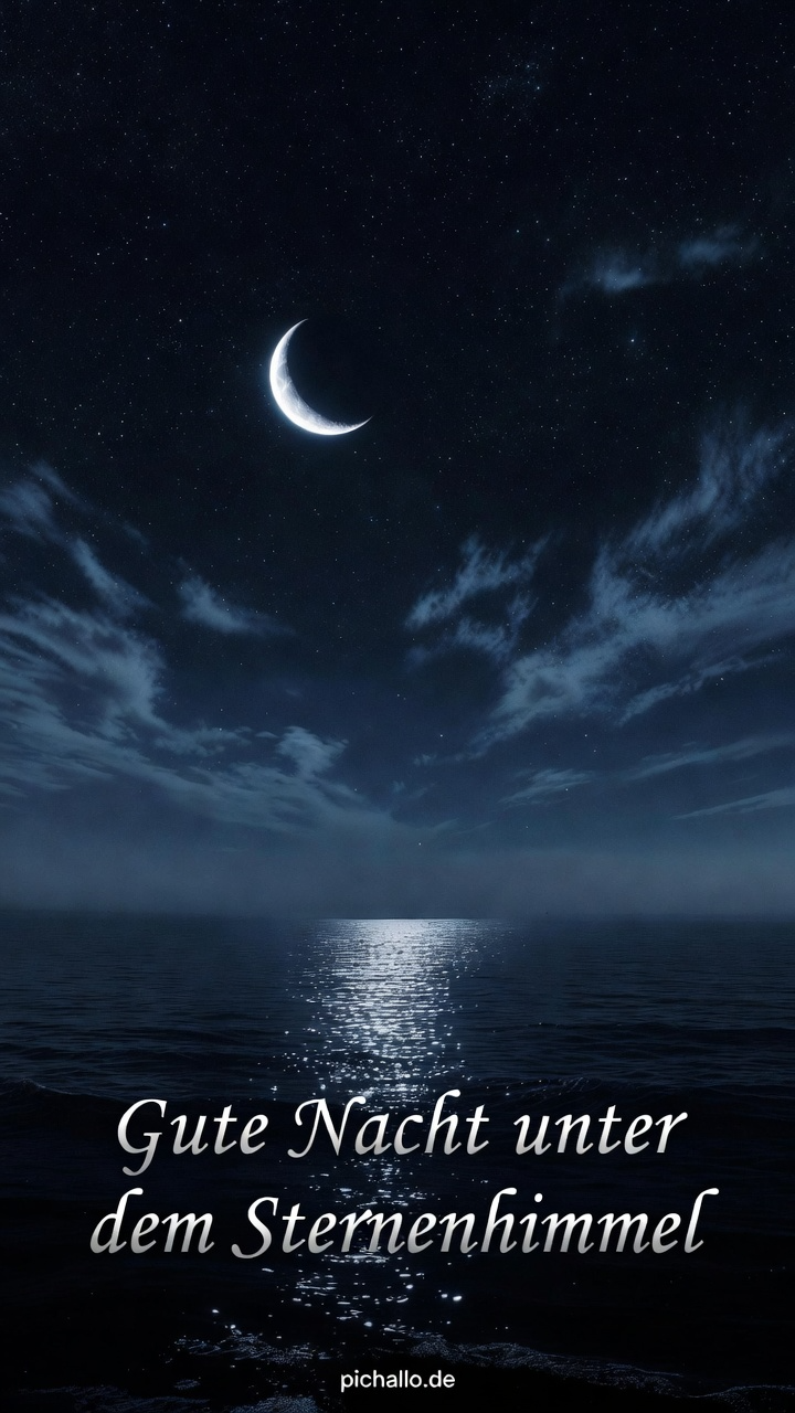 Traumhafte Gute Nacht Bilder mit Mondsichel