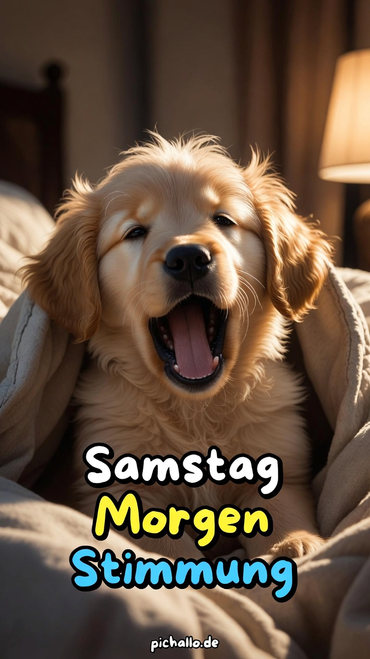 Verschlafenes Golden Retriever Welpe Samstag Morgen