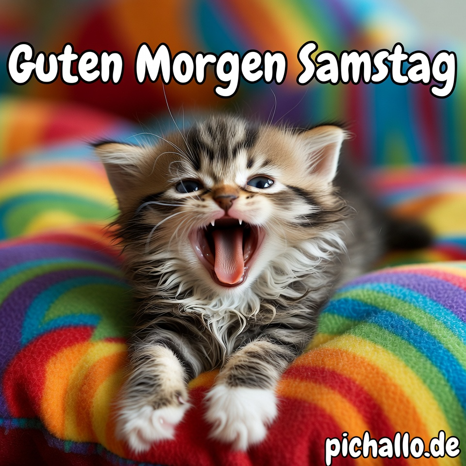 Verschlafenes Kätzchen Lustiges Guten Morgen Samstag