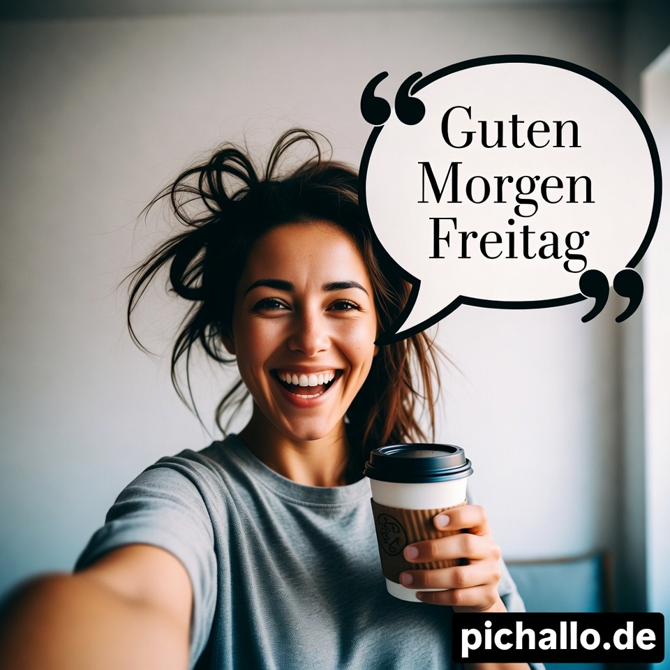 Verschlafenes Selfie mit Kaffee