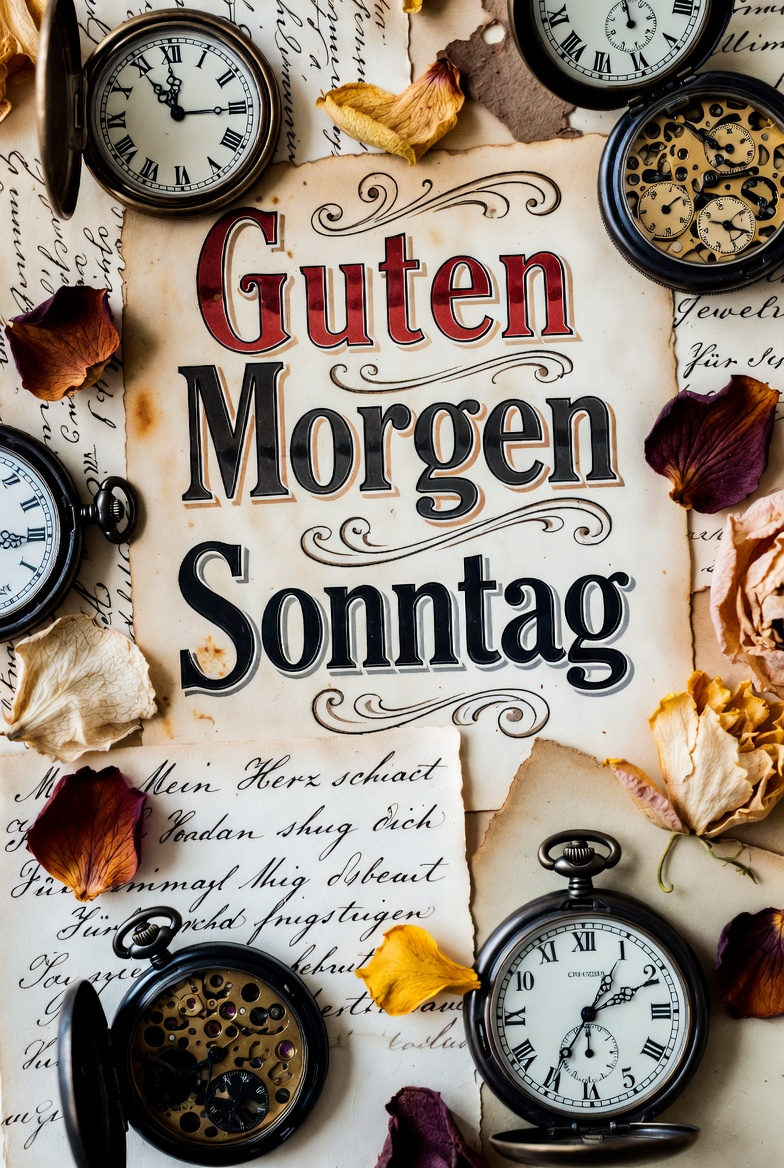 Vintage Liebesbriefe und Taschenuhren Guten Morgen Sonntag Bilder