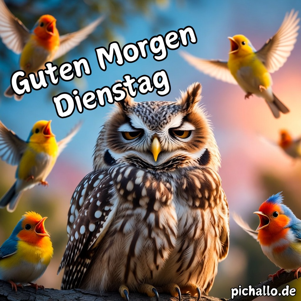 Witzige Eulen Guten Morgen Dienstag Bilder