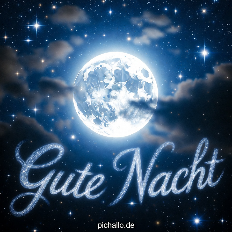 Zauberhafte Gute Nacht Bilder mit Vollmond und Halo