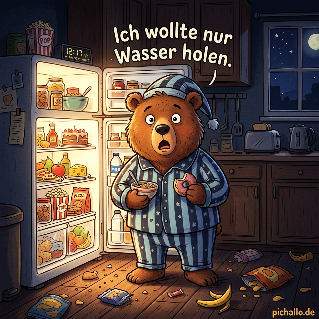 Bär vor dem Kühlschrank Bilder zur Mittwoch Nacht