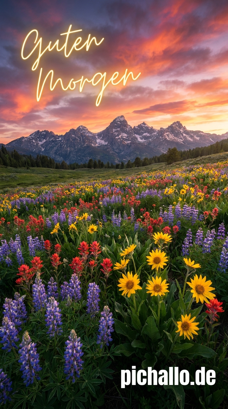 Bergwiese mit Wildblumen Guten Morgen Bilder