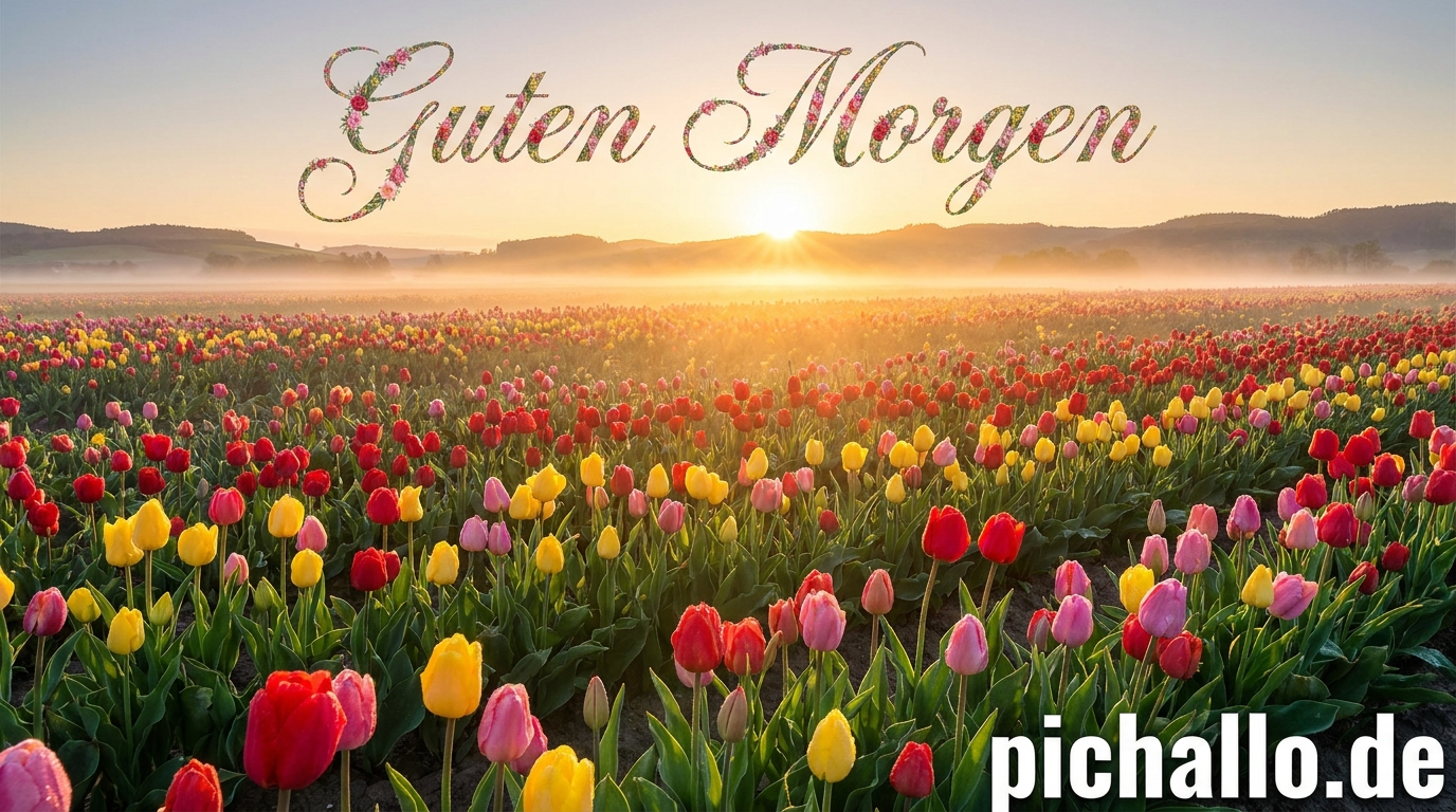 Buntes Tulpenfeld Guten Morgen Bilder
