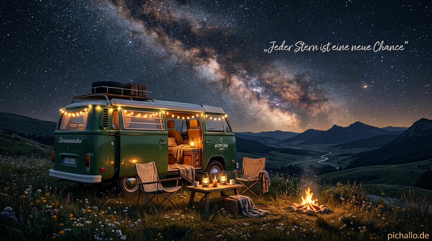 Camper Van unter der Milchstraße Bilder zur Mittwoch Nacht