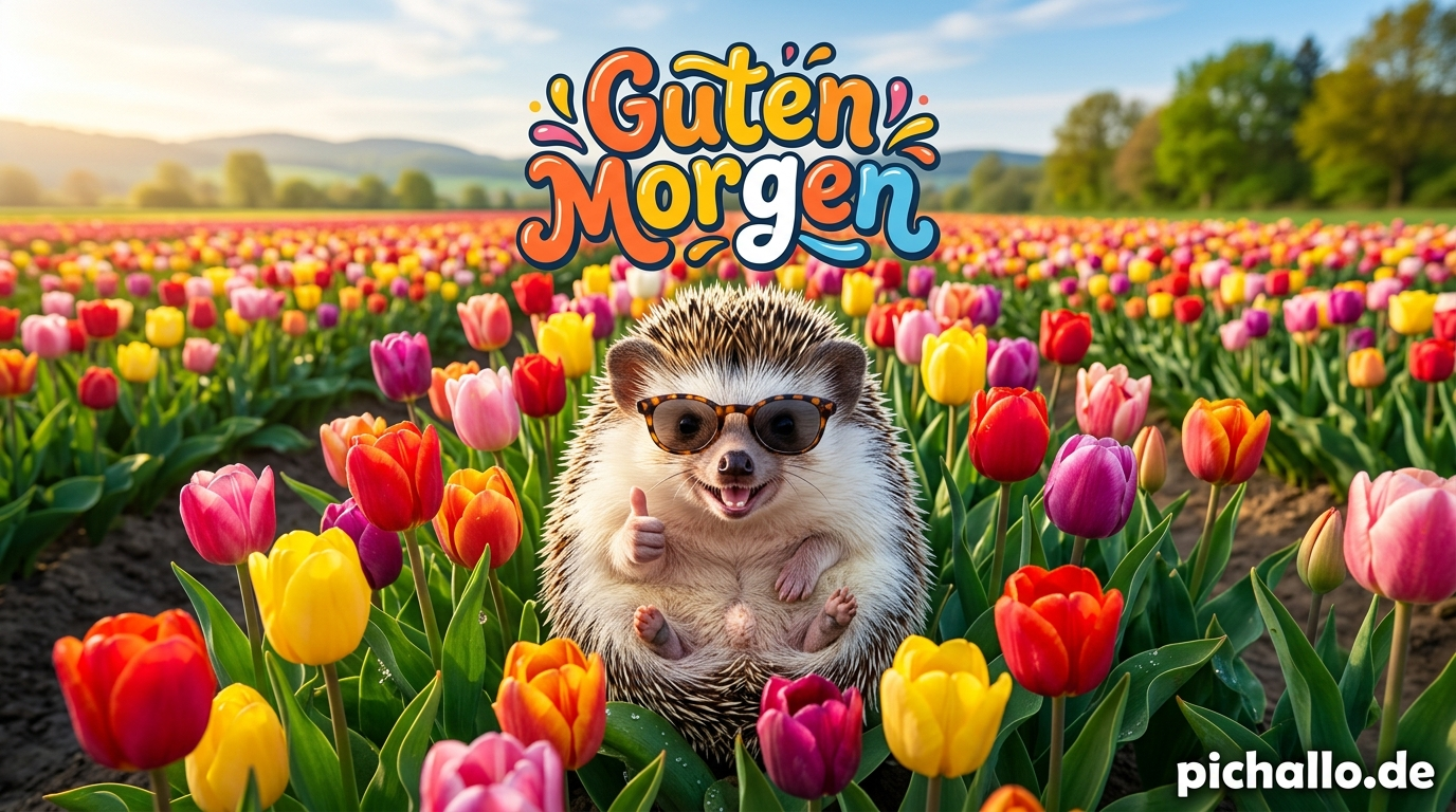 Cooler Igel mit Sonnenbrille Guten Morgen Bilder