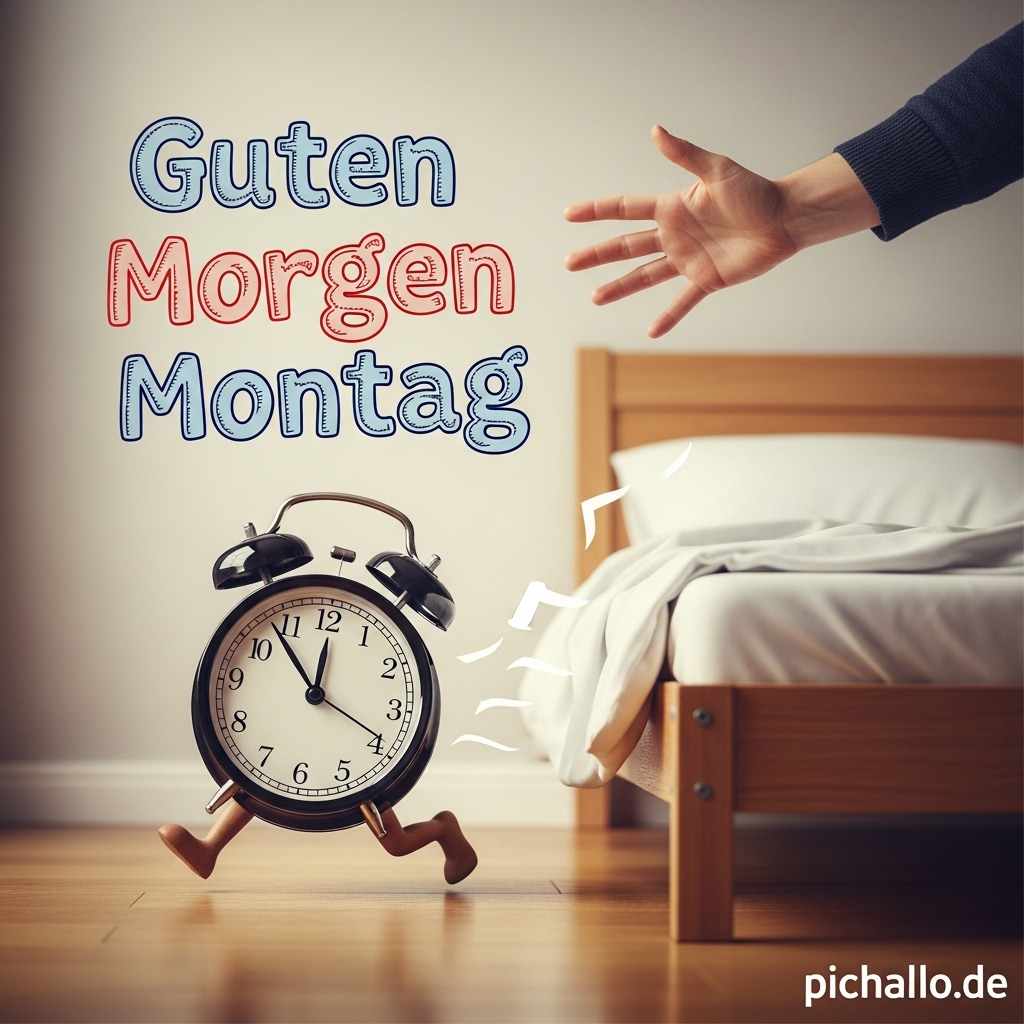 Flüchtender Wecker Guten Morgen Montag Bilder