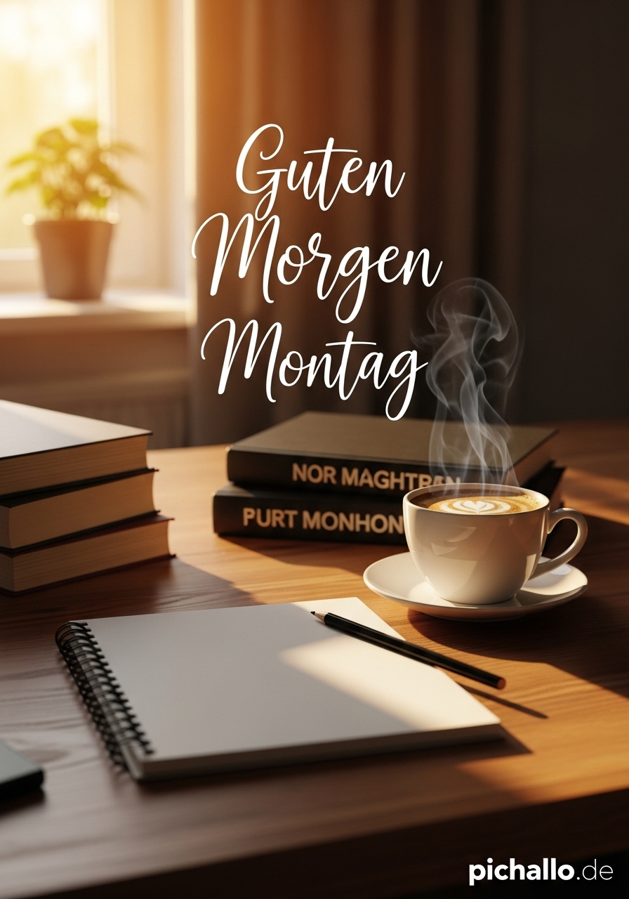Frischer Start mit Kaffee und Notizbuch Guten Morgen Montag Bilder